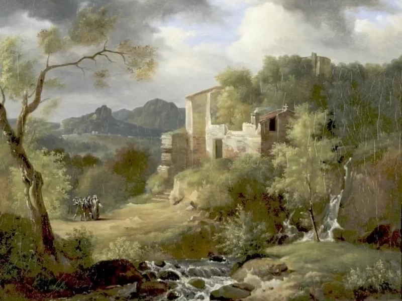 1796-Achille-Etna Michallon - Paesaggio all'italiana con figure e rovine
